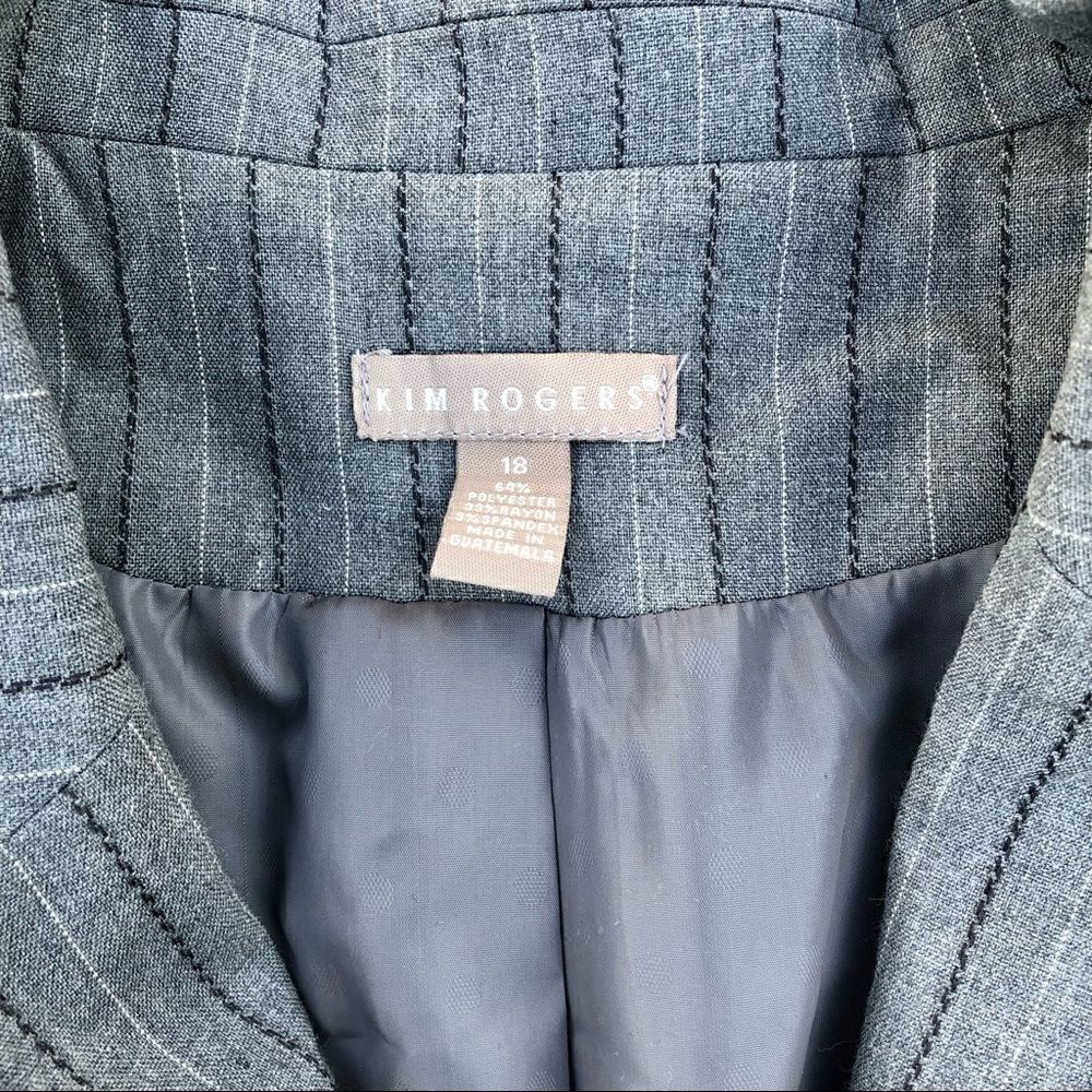 KIM RODGERS Stripped Grey One Botton Blazer Size 18 - Picture 5 of 5